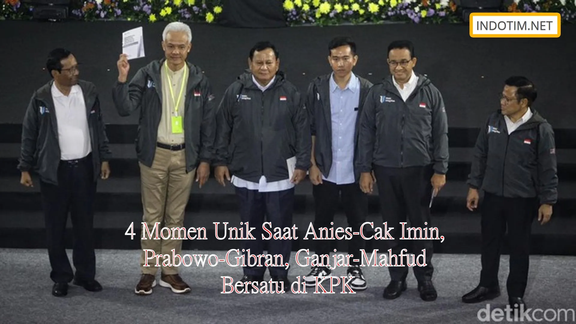 4 Momen Unik Saat Anies-Cak Imin, Prabowo-Gibran, Ganjar-Mahfud Bersatu di KPK