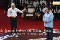 Adu Gagasan Prabowo dan Ganjar: Makan Siang Gratis vs Internet Gratis