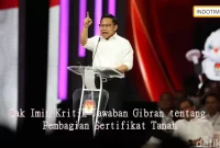 Cak Imin Kritik Jawaban Gibran tentang Pembagian Sertifikat Tanah