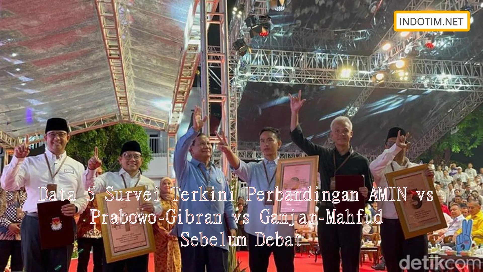 Data 5 Survei Terkini Perbandingan AMIN vs Prabowo-Gibran vs Ganjar-Mahfud Sebelum Debat