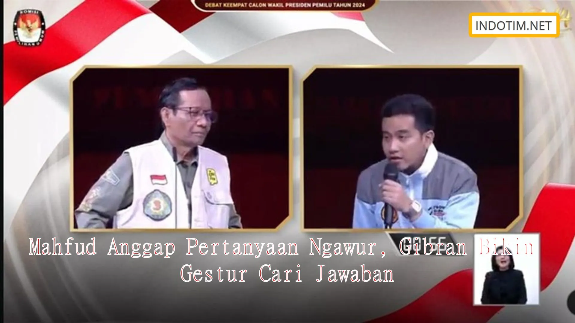 Mahfud Anggap Pertanyaan Ngawur, Gibran Bikin Gestur Cari Jawaban