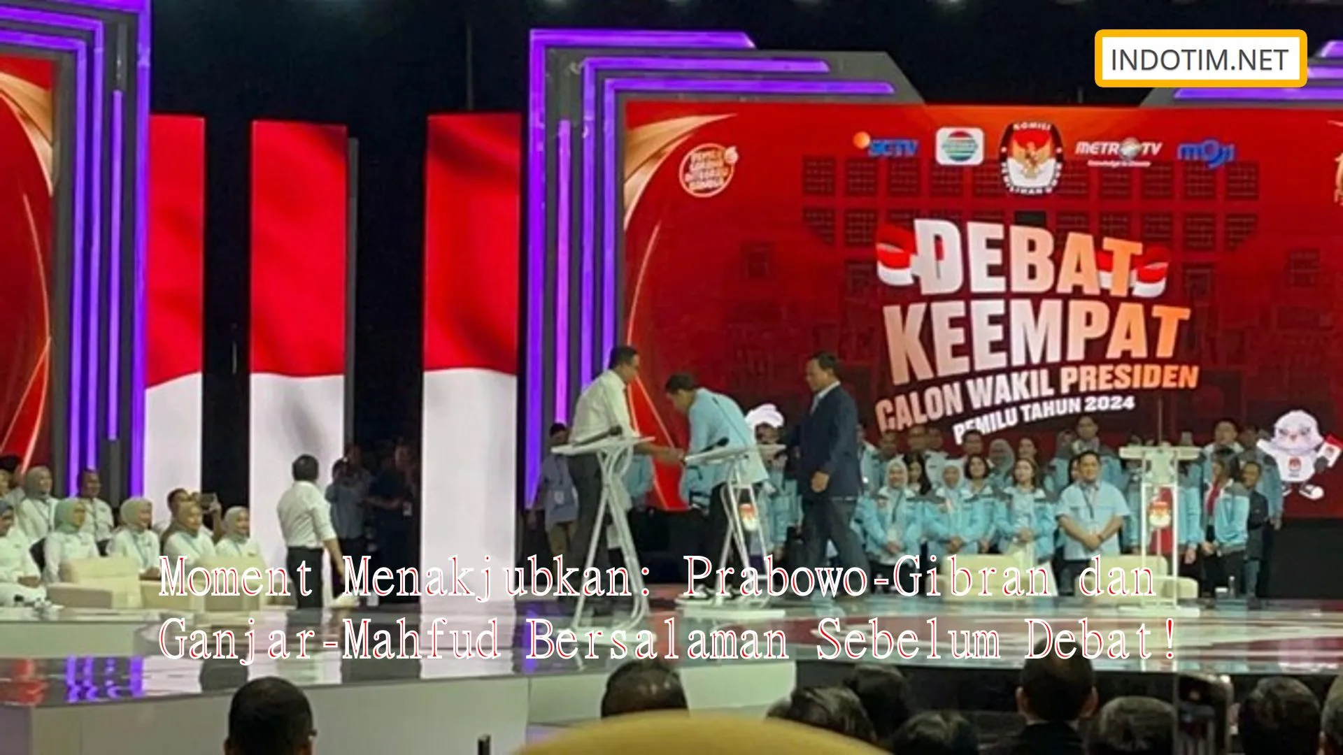 Moment Menakjubkan: Prabowo-Gibran dan Ganjar-Mahfud Bersalaman Sebelum Debat!
