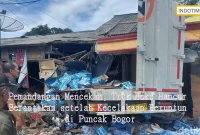 Pemandangan Mencekam, Truk Boks Hancur Berantakan setelah Kecelakaan Beruntun di Puncak Bogor