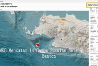 BMKG Mencatat 14 Gempa Susulan Setelah Gempa Banten