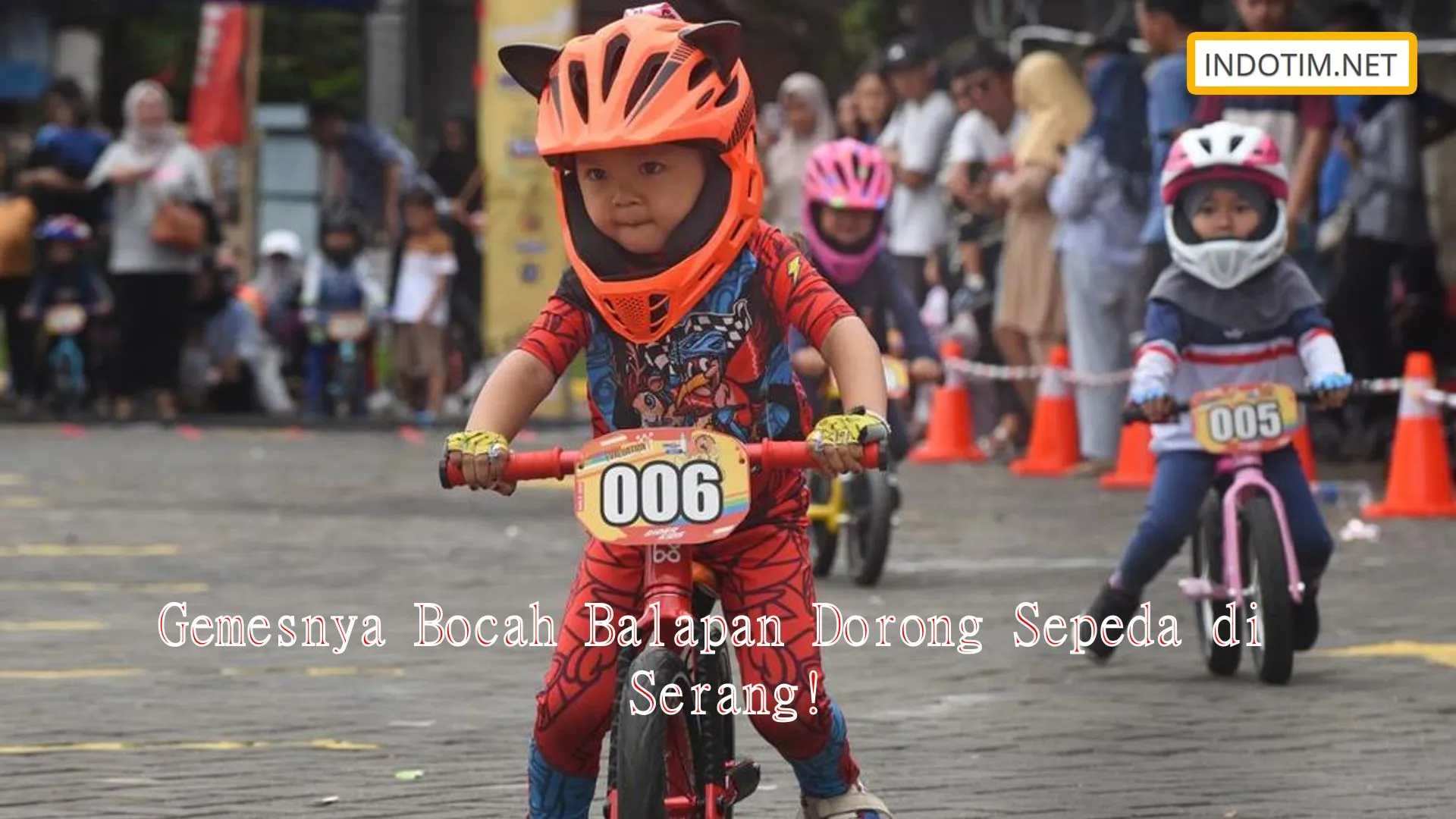 Gemesnya Bocah Balapan Dorong Sepeda di Serang!