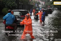 Genangan Air di Jakarta: 38 Jalan Masih Terendam, Tinggi Air Capai 70 Cm