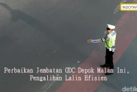 Perbaikan Jembatan GDC Depok Malam Ini, Pengalihan Lalin Efisien