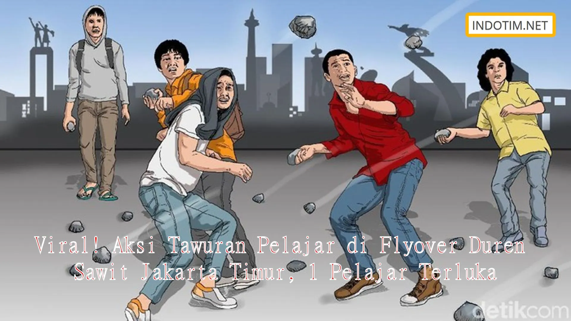 Viral! Aksi Tawuran Pelajar di Flyover Duren Sawit Jakarta Timur, 1 Pelajar Terluka