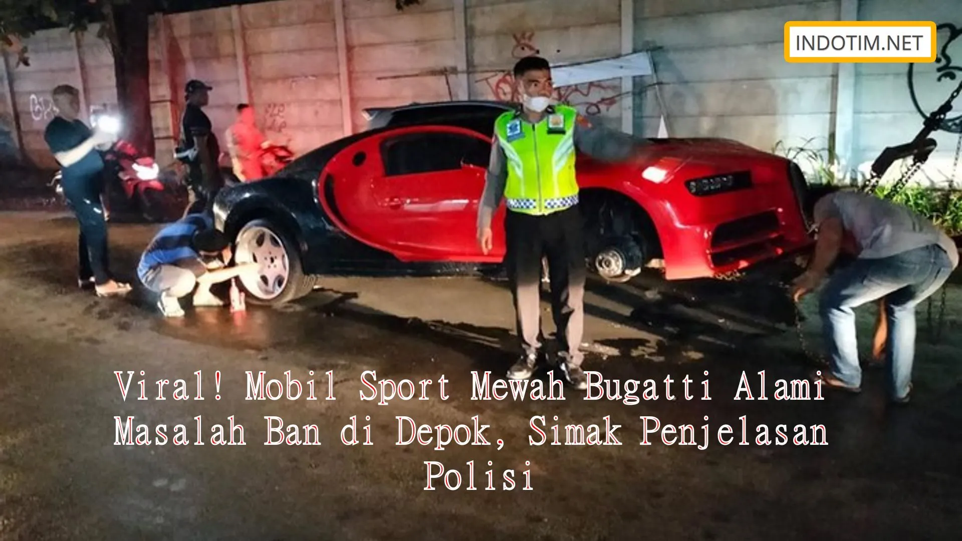 Viral! Mobil Sport Mewah Bugatti Alami Masalah Ban di Depok, Simak Penjelasan Polisi