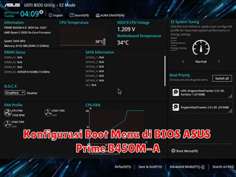 Konfigurasi Boot Menu di BIOS ASUS Prime B450M-A