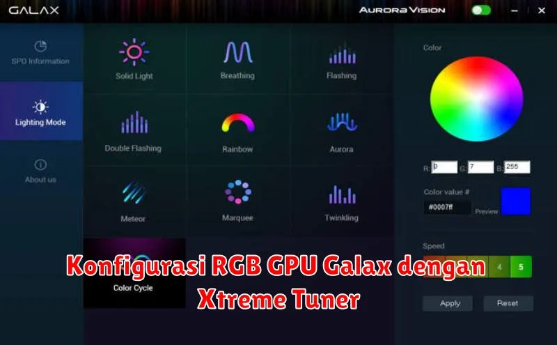 Konfigurasi RGB GPU Galax dengan Xtreme Tuner