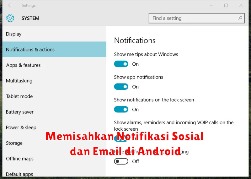 Memisahkan Notifikasi Sosial dan Email di Android