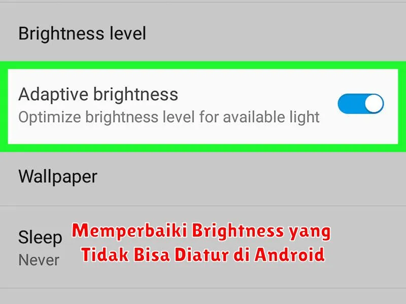 Memperbaiki Brightness yang Tidak Bisa Diatur di Android