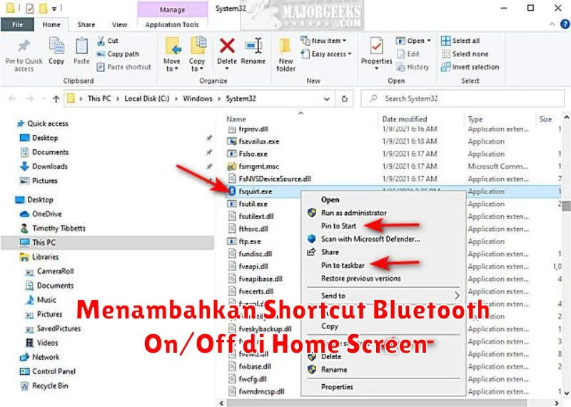 Menambahkan Shortcut Bluetooth On/Off di Home Screen