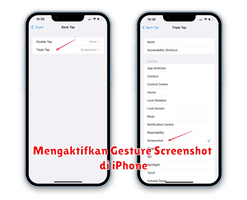 Mengaktifkan Gesture Screenshot di iPhone