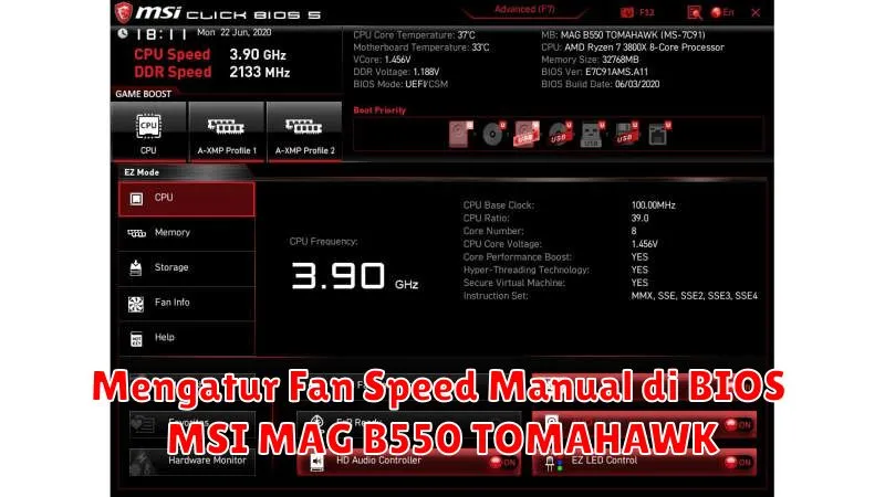 Mengatur Fan Speed Manual di BIOS MSI MAG B550 TOMAHAWK