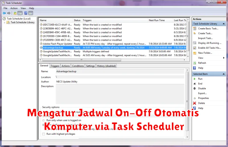 Mengatur Jadwal On-Off Otomatis Komputer via Task Scheduler