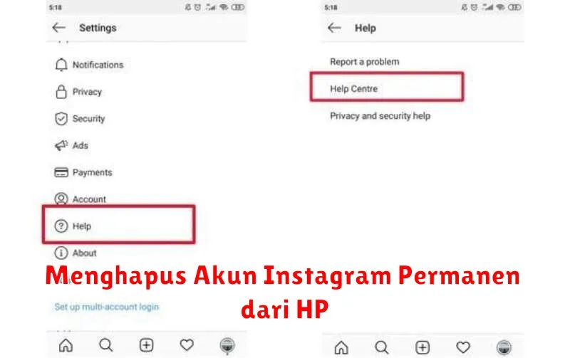 Menghapus Akun Instagram Permanen dari HP