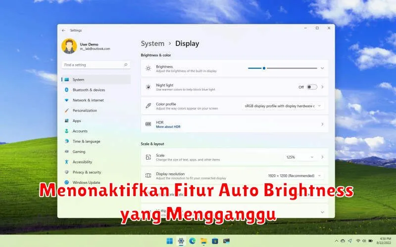 Menonaktifkan Fitur Auto Brightness yang Mengganggu