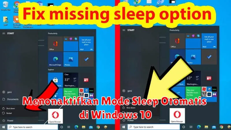 Menonaktifkan Mode Sleep Otomatis di Windows 10