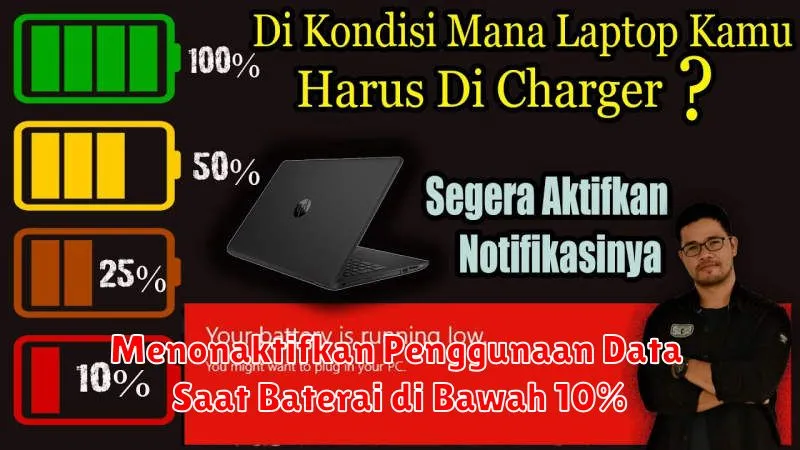 Menonaktifkan Penggunaan Data Saat Baterai di Bawah 10%