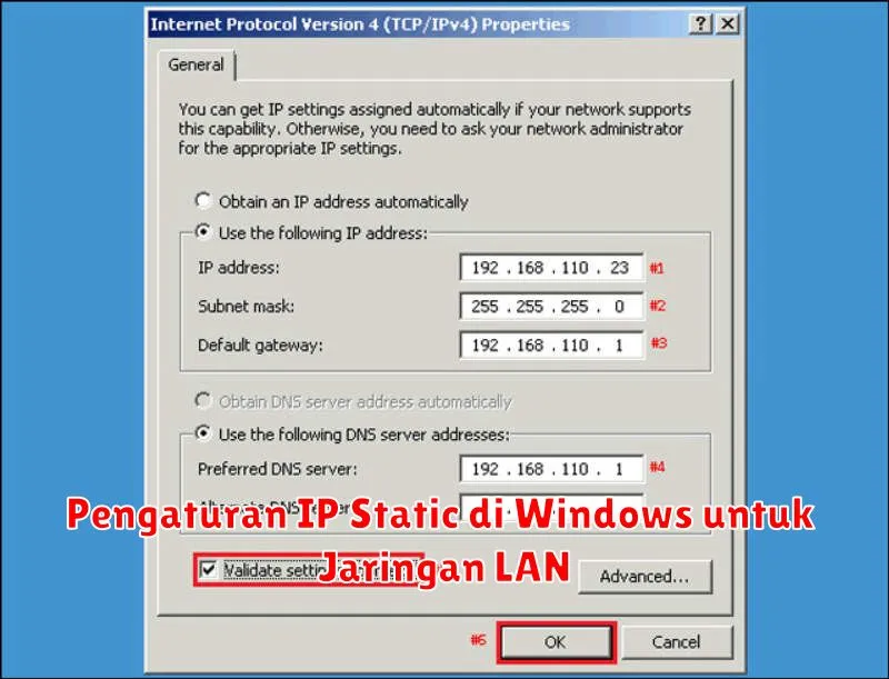 Pengaturan IP Static di Windows untuk Jaringan LAN
