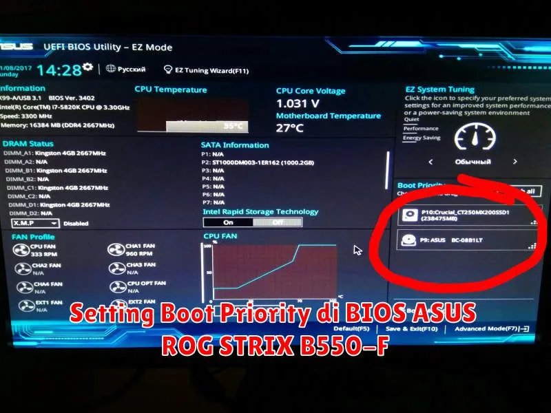 Setting Boot Priority di BIOS ASUS ROG STRIX B550-F