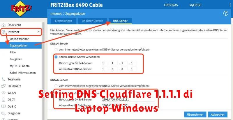 Setting DNS Cloudflare 1.1.1.1 di Laptop Windows