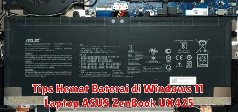 Tips Hemat Baterai di Windows 11 Laptop ASUS ZenBook UX425
