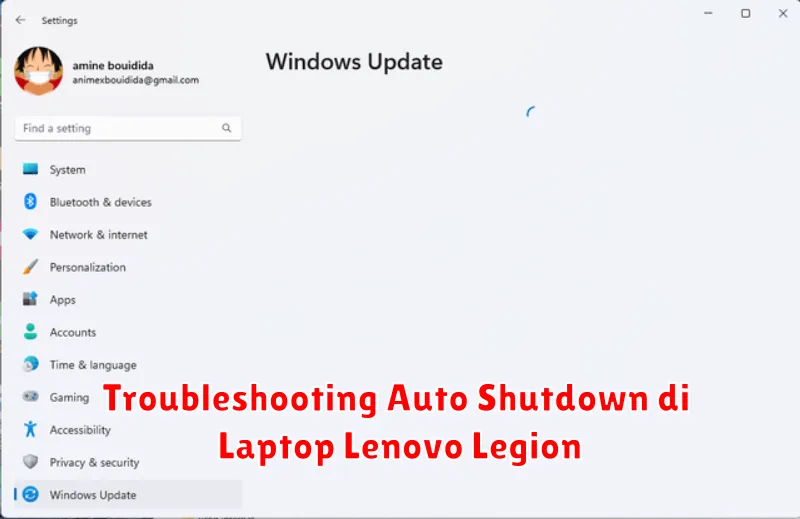 Troubleshooting Auto Shutdown di Laptop Lenovo Legion