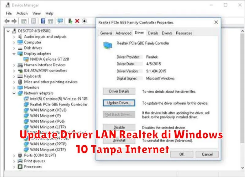 Update Driver LAN Realtek di Windows 10 Tanpa Internet