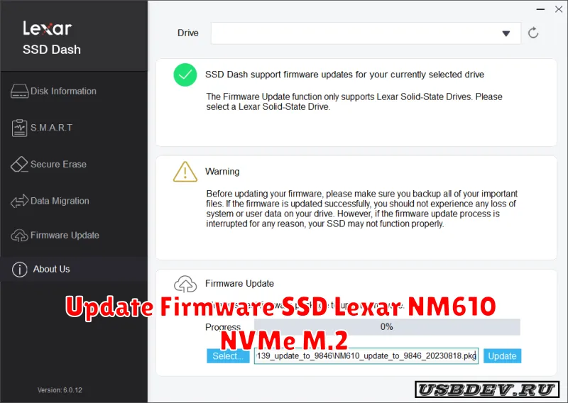 Update Firmware SSD Lexar NM610 NVMe M.2